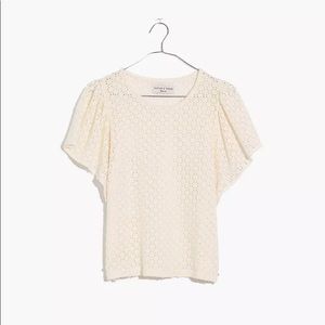 Madewell texture & thread eyelet flutter-sleeve top